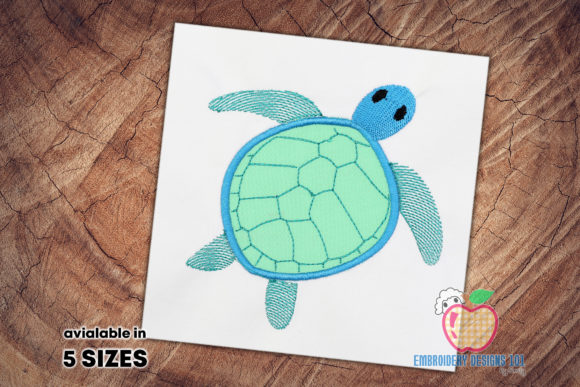 Blue Colored Bold Turtle Applique