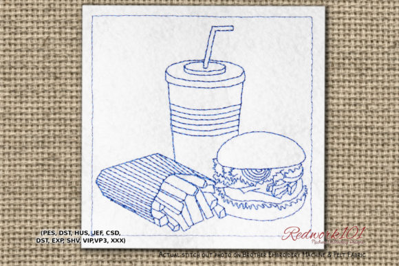 Burger with Fries Redwork