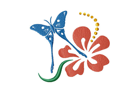 Butterfly and Hibiscus Flower