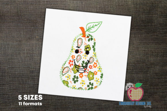 Cartoon Pear with Leaf Applique