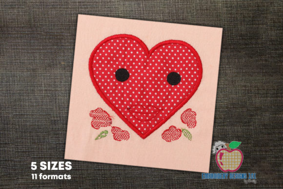 Heart with Flower Applique Design