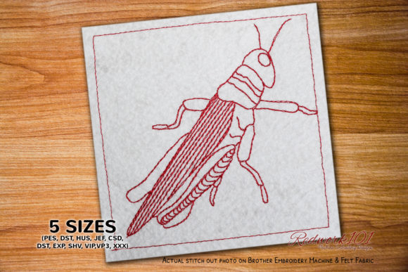 Orthoptera Redwork: A Charming Bug Design for Handmade Gifts