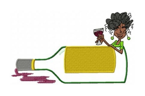 Scarlet Bottle: A Holiday Wine Embroidery Gem
