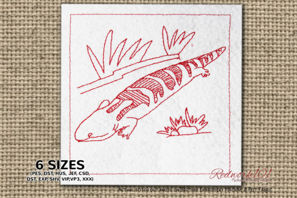 Squamata Reptile Redwork: A Thoughtful Embroidery Choice
