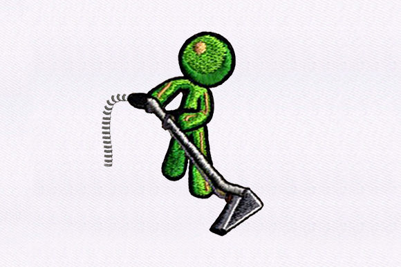 Vacuuming Emoji Figure: A Playful Holiday Embroidery Pick