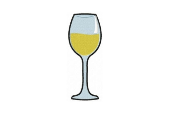 White Wine Glass Embroidery Design
